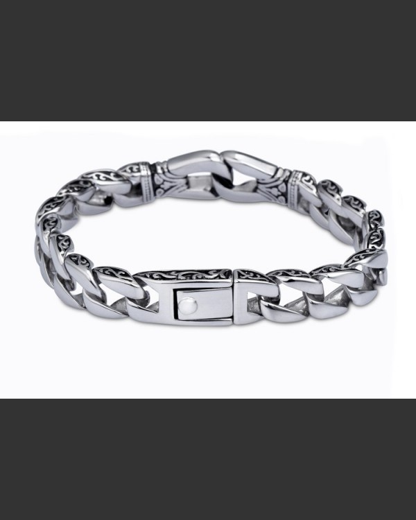 Aztec Mens Chain Link Steel Bracelet